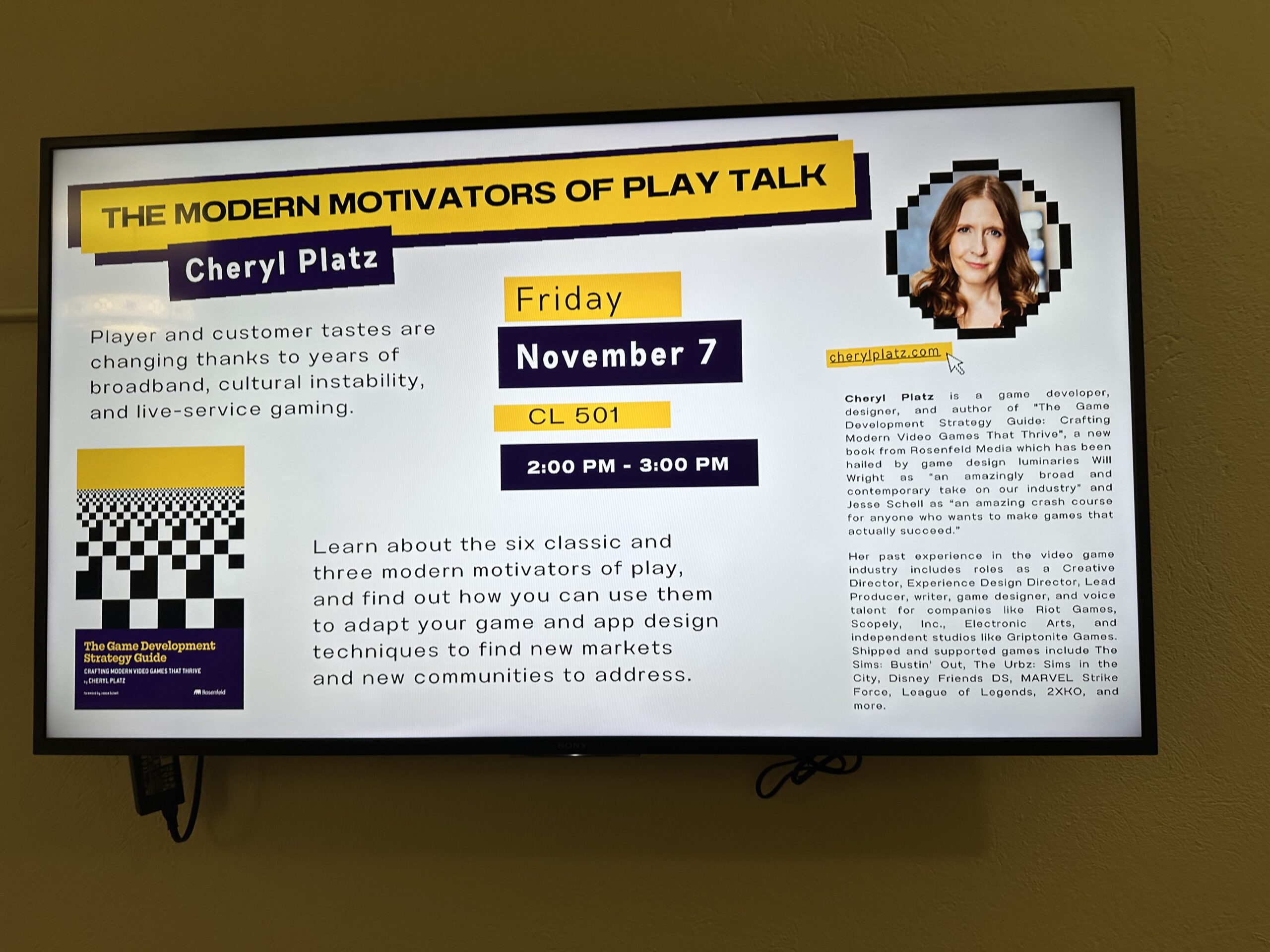 Game Development Strategy Guide author Cheryl Platz launches academic book tour in Philadelphia and Pittsburgh